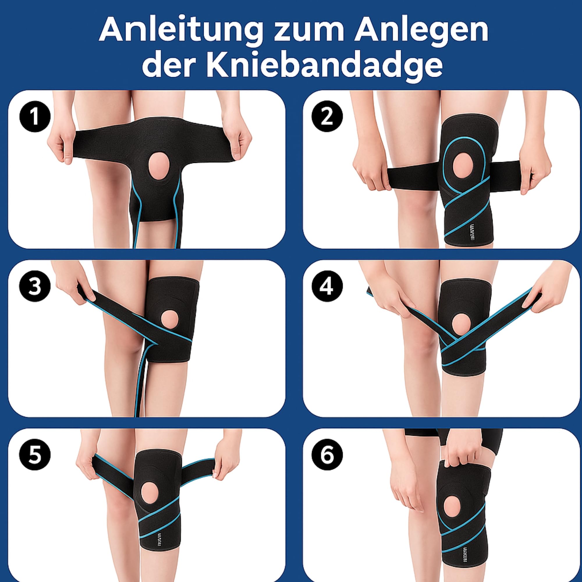 Kniebandage Damen & Männer – Atmungsaktive, orthopädische Bandage Knie bei Knieschmerz, Meniskusriss, Arthritis – Verstellbare Kniestütze, Knee Support & Brace, Kniebandagen