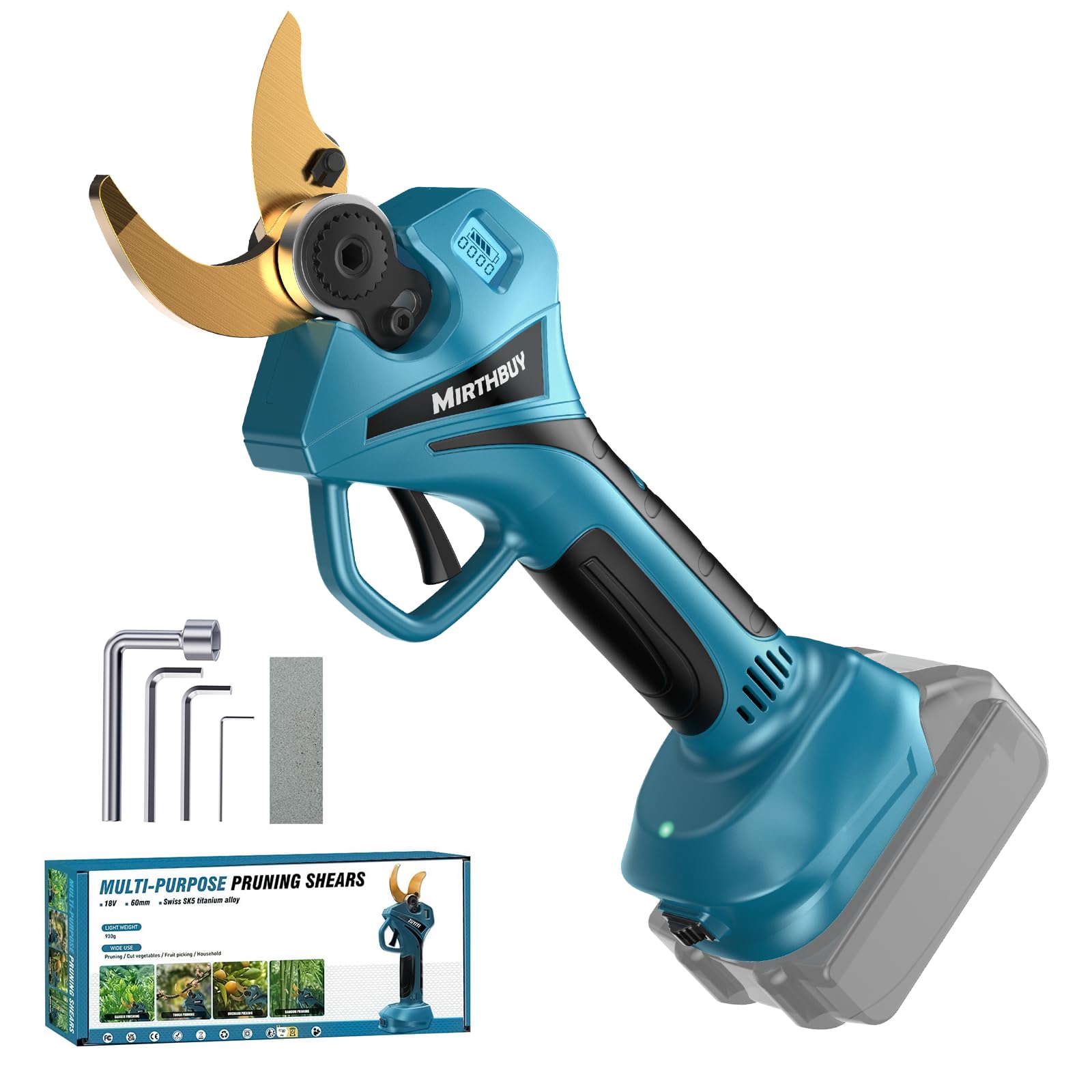 Tijeras de podar eléctricas de 18 V, tijeras de podar inalámbricas, apertura máxima de 60 mm, para Makita BL1830(B), BL1840(B), BL1850(B), BL1860B