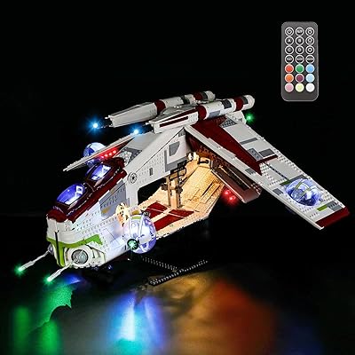 GEAMENT LED Light Kit (Remote Control) Compatible with Lego Republic Gunship - Lighting Set for 75309 (Lego Set Not Included)