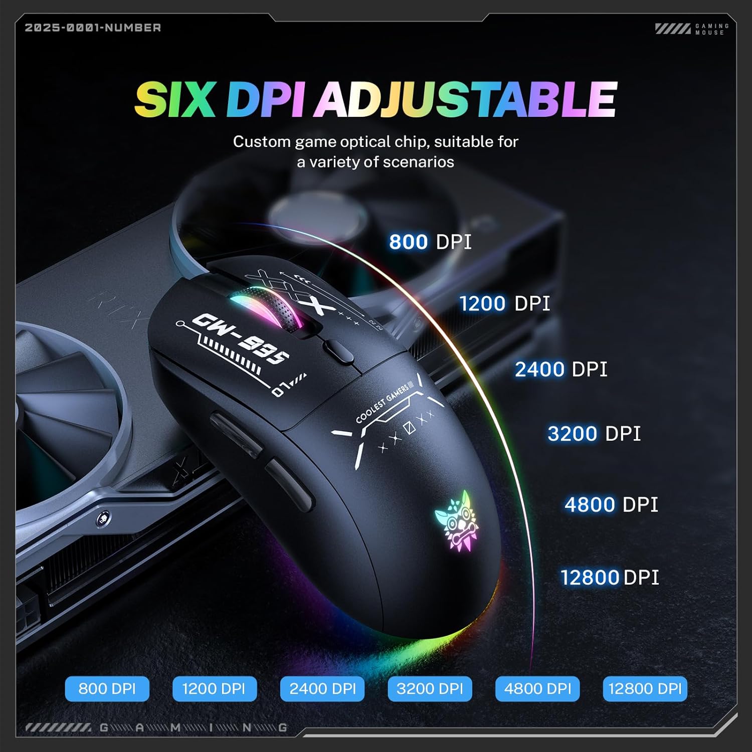 Wireless Gaming Mouse, Tri-Mode 2.4G/Bluetooth/USB-C, 12800 DPI Adjustable, 79g Lightweight, 500mAh Rechargeable, for PC Gaming/Laptop/Mac (Black)