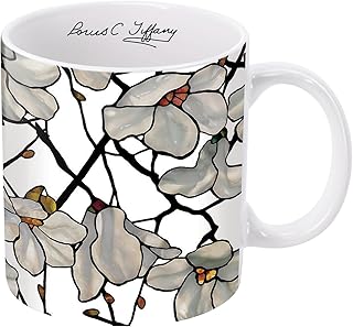 Tiffany Large Porcelain Fine Art Coffee and Tea Mug for Home and Office, 14 Oz Dishwasher and Microwave Safe Sunflowers