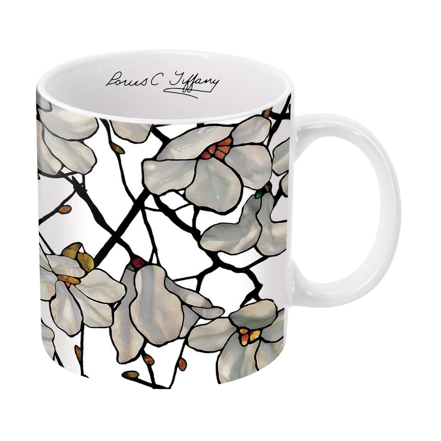 RainCaper Tiffany Large Porcelain Fine Art Coffee and Tea Mug for Home and Office 14 Oz Dishwasher and