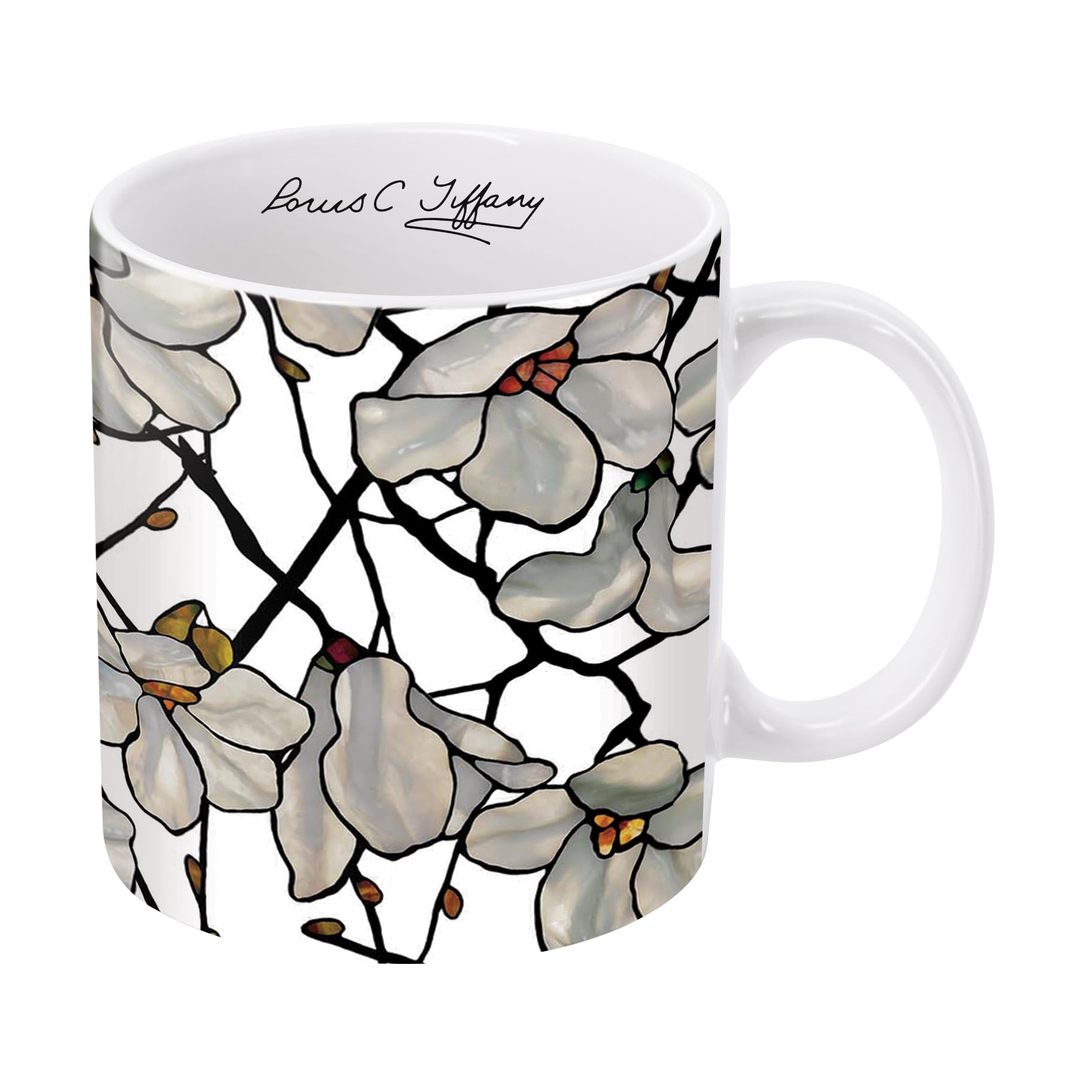 RainCaper Tiffany Large Porcelain Fine Art Coffee and Tea Mug for Home and Office 14 Oz Dishwasher and