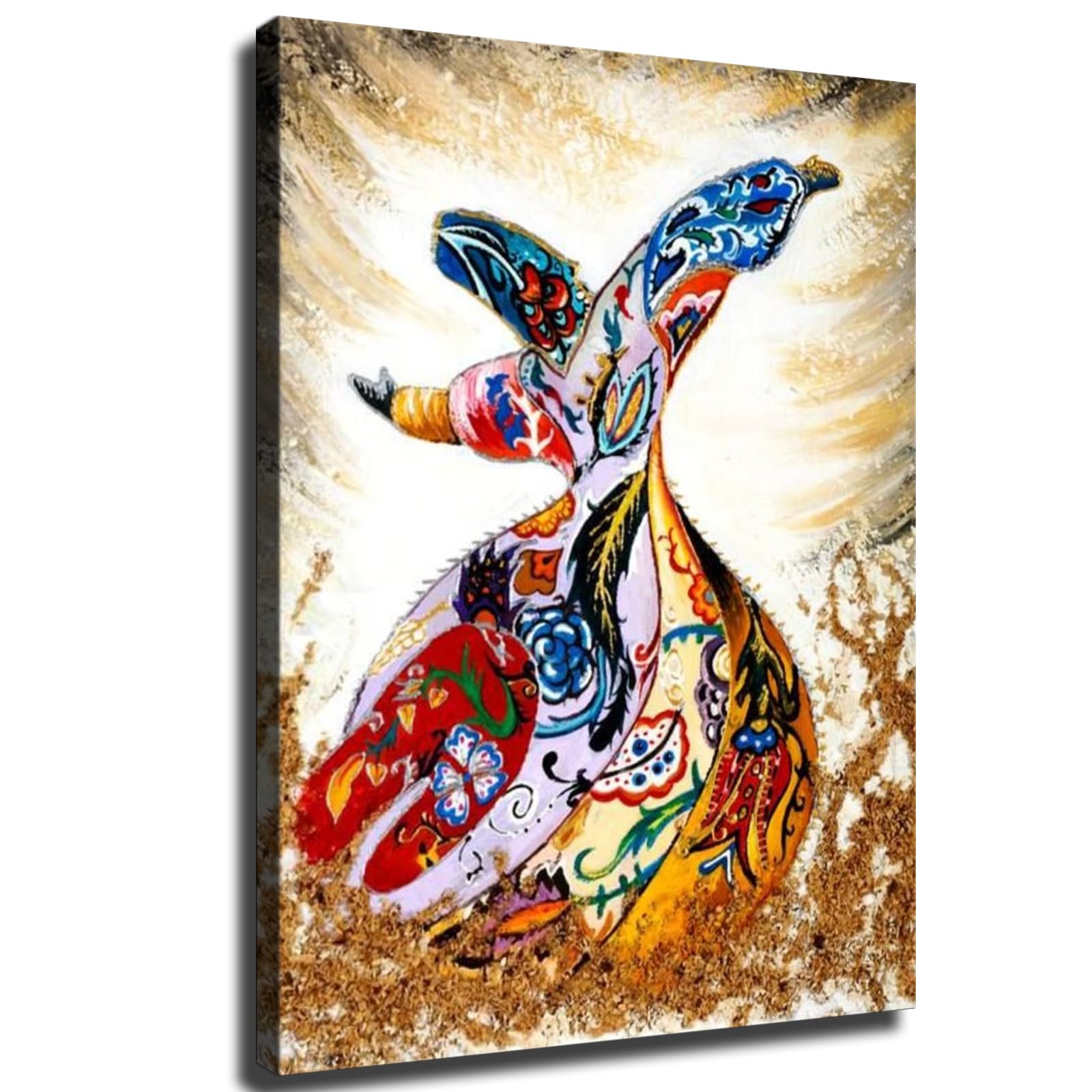 EviKoo Turkish Rumi Art Sufi Dance Islam Poster Canvas Wall Art HD Printing Modern Aesthetics Home Office Cafe Living Room Bedroom Home Garage Decor (24×36inch-No Framed)