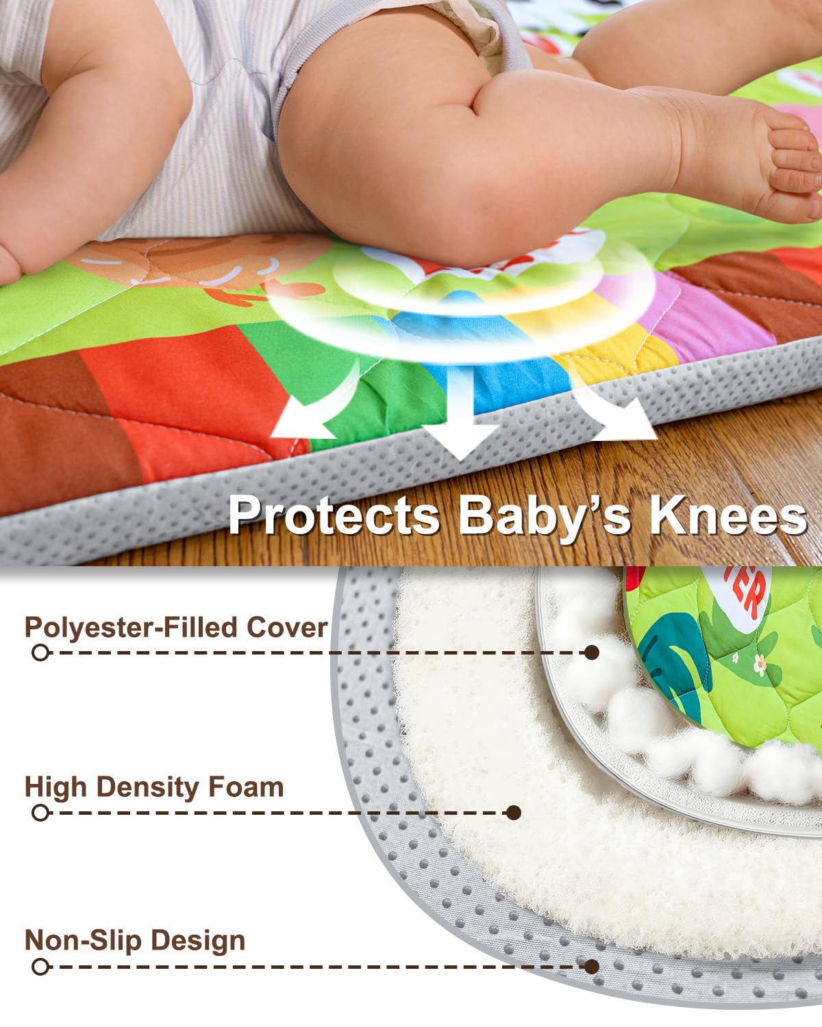 Foam Baby Play Mat 50x50, Removable and Machine Washable Cover, Thicken Cushioning Playmat and Perfect for Playpen, Non-Slip Bottom, Easy to Clean for Infants, Toddlers & Babies(Farm) - Image 7