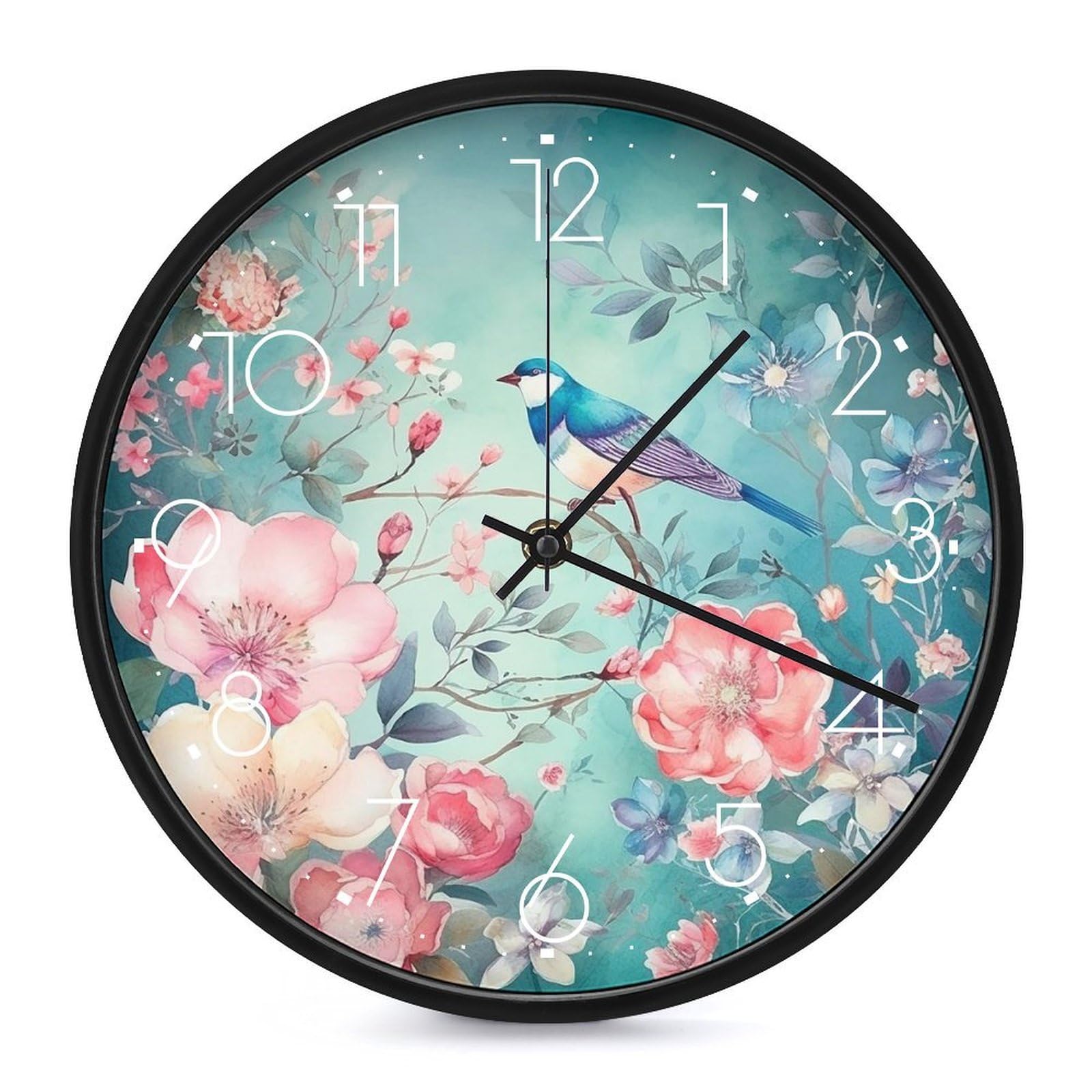 Horloge murale decorative pour chambre et bureau mécanisme quartz silencieux blanc