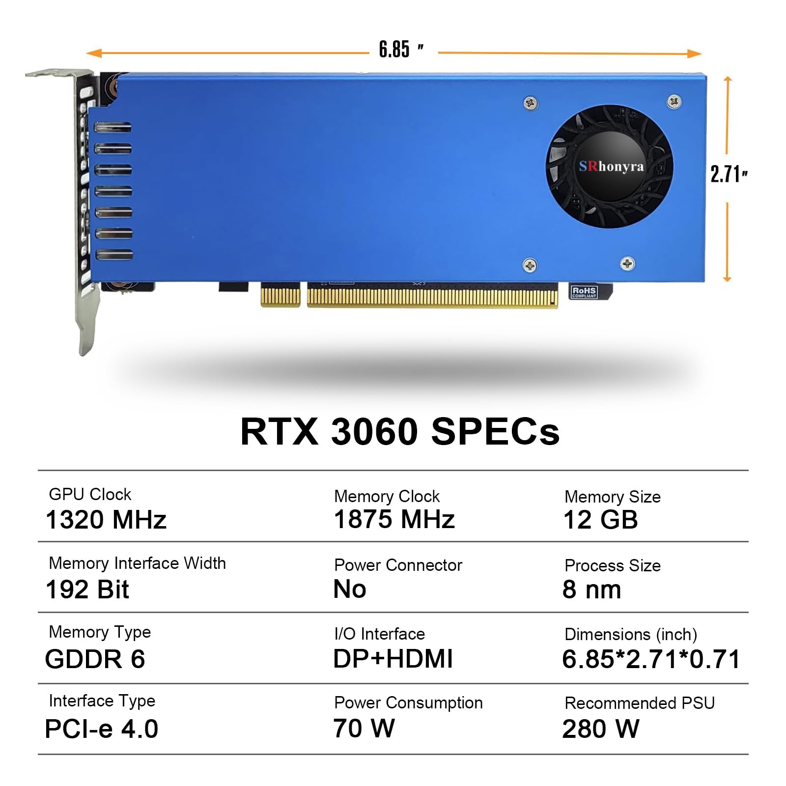 Amazon | SRhonyra RTX 3060 12GB GDDR6 ロープロファイルグラフィック