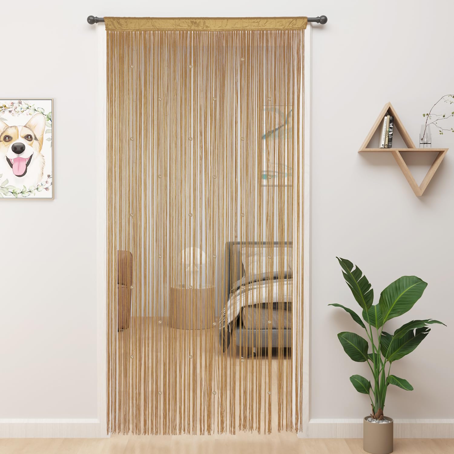 YIIBAII Beaded Curtain Beaded Curtains for Doorways Crystals Suitable for Interior Hanging Decoration and Partitions Closet Curtains (Ecru, 39"x79")
