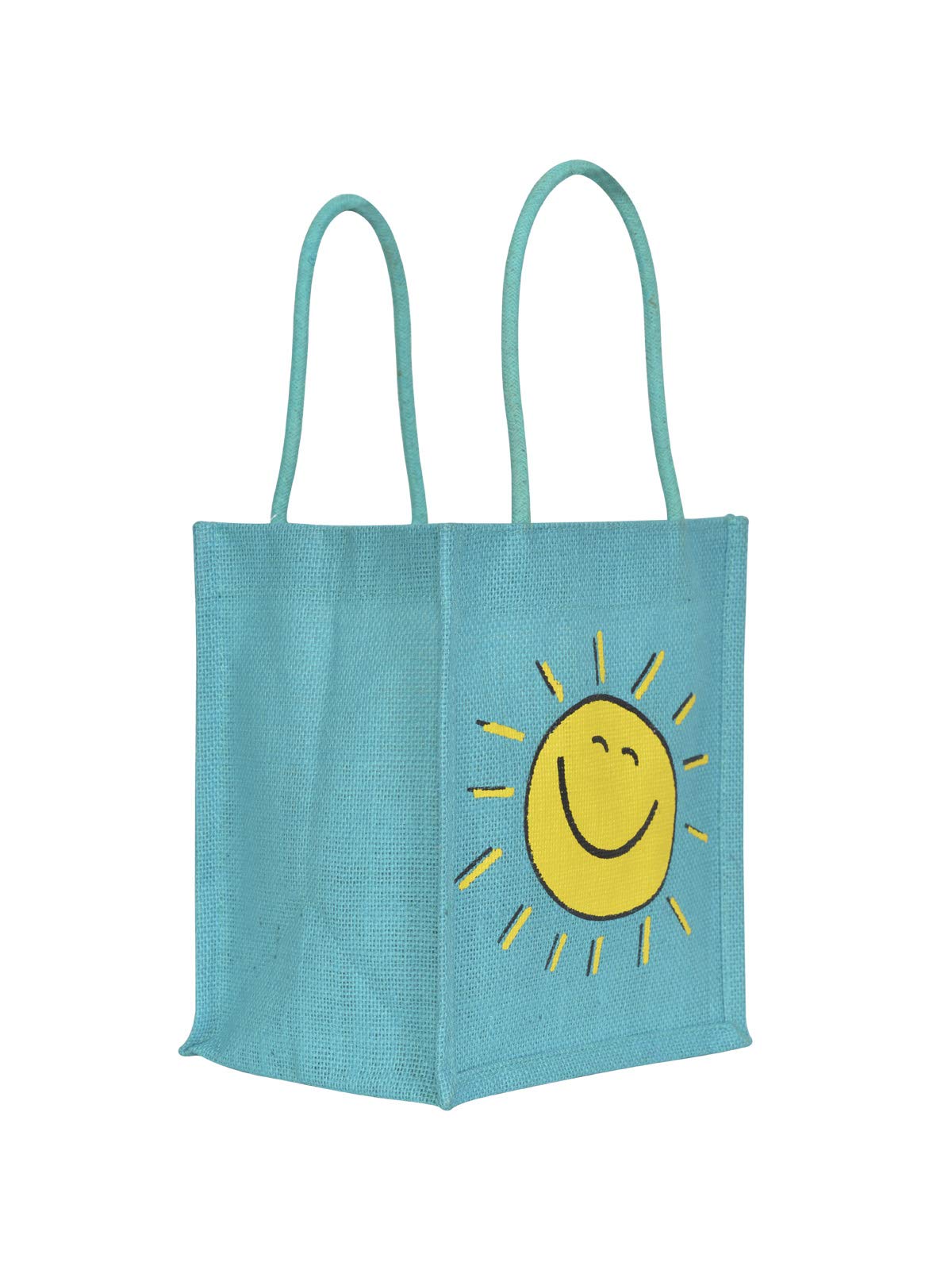 Jute Cottage Jute Bags for Lunch for Women and Men | Jute Gift Bag | Jute Carry Bag | Jute Tiffin Bags | Printed Jute Bag | Smiley Print (Blue) (B07KFFSKYR) Amazon Price History, Amazon Price Tracker