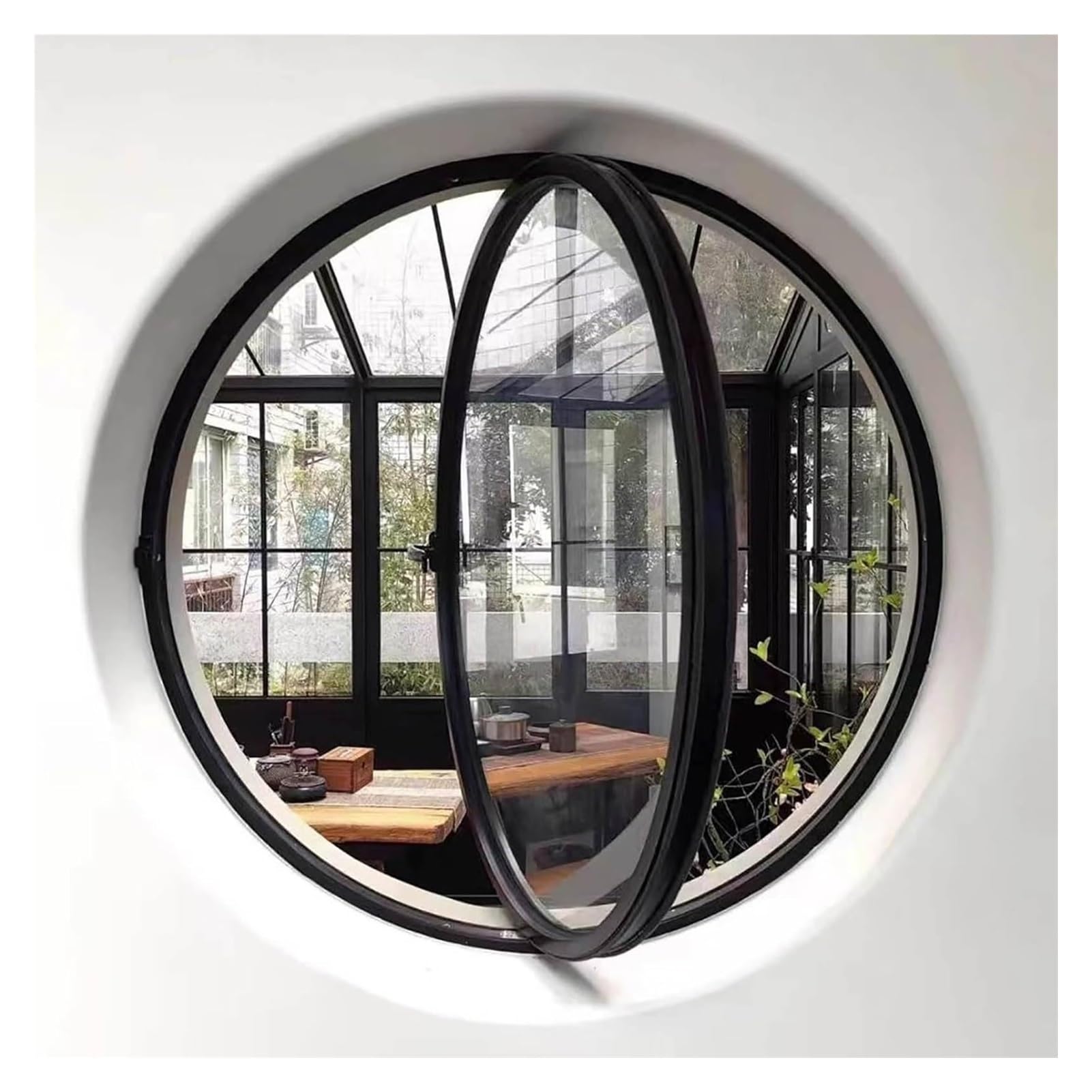 Fenêtre Ronde rotative à axe Central, hublot décoratif pour Cuisine et Maison avec poignée, fenêtre d'observation pour Ventilation intérieure (50 cm/19,7")