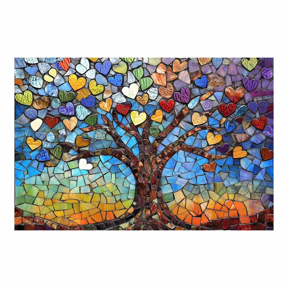 Arbre de vie décoration murale peinture cœur multicolore pour la maison