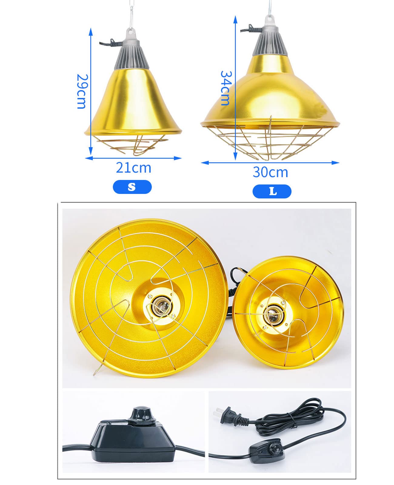 Lampa grzewcza dla gadów, lampa grzewcza na podczerwień dla piskląt i psów, miękkie światło dla komfortu zwierząt w zimie, regulowana temperatura do użytku rodzinnego i rolnego