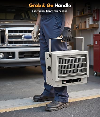 Miniatura 7 de Calentador eléctrico de garaje para uso en interiores, 5000 W, 240 V, calentador de pared  techo  piso, doble protección contra sobrecalentamiento y