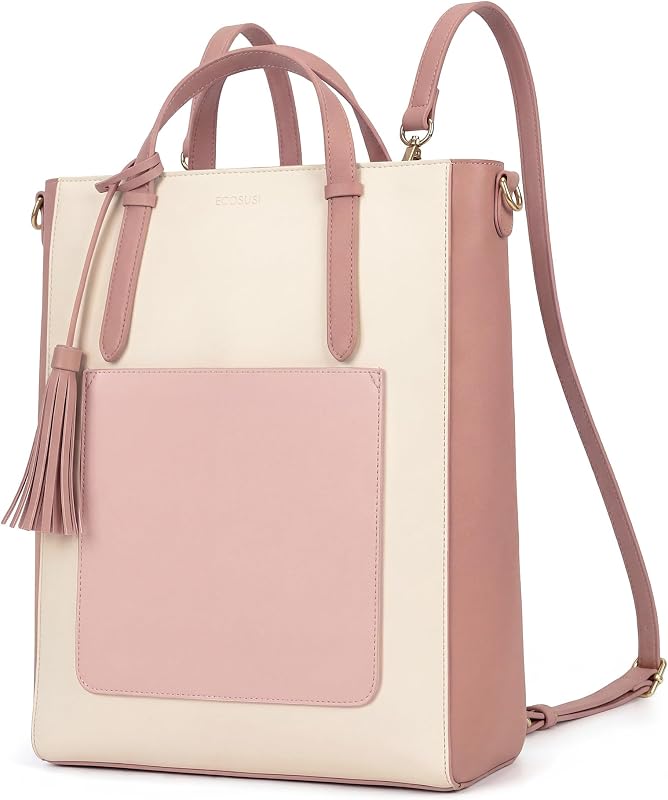 ECOSUSI bolso Mochila convertible para mujer Bolso de cuero vegano Bolso de hombro multifunción
