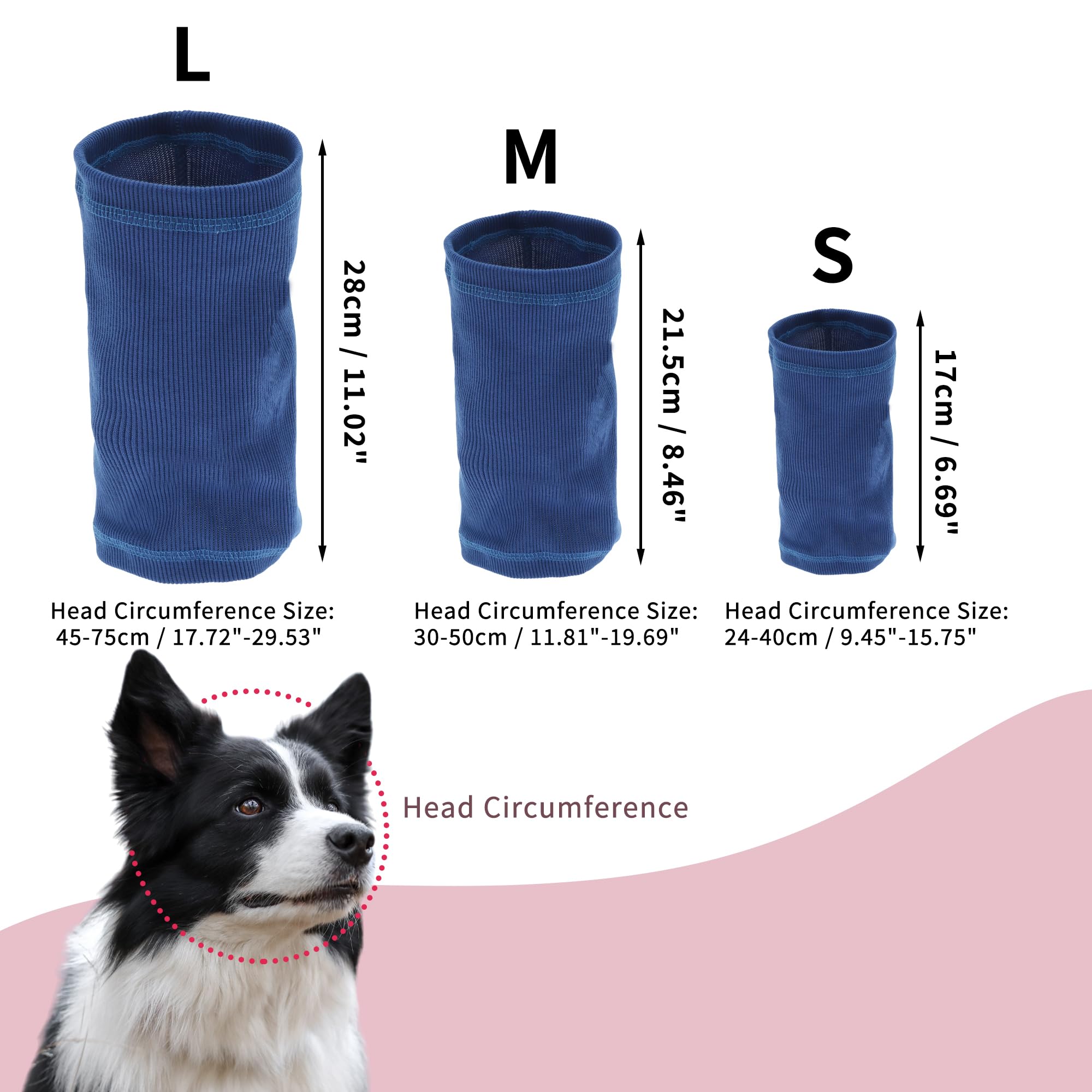 Fascia per Calmare Cani, Protezione Rumore Cuffie per Orecchie Cani, L, Blu