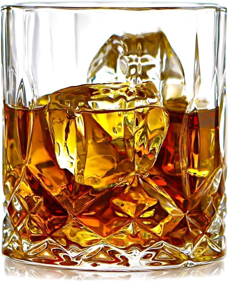 Italian Premium Old Fashioned Crystal Whiskey Glass Set 6, 320 ML, Transparent