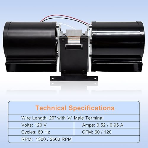 Miniatura 3 de Criditpid Ventilador de convección de repuesto 812-3370 para estufas de pellets QuadraFire Classic Bay 1200 FS, motor de soplador 812-3370 para