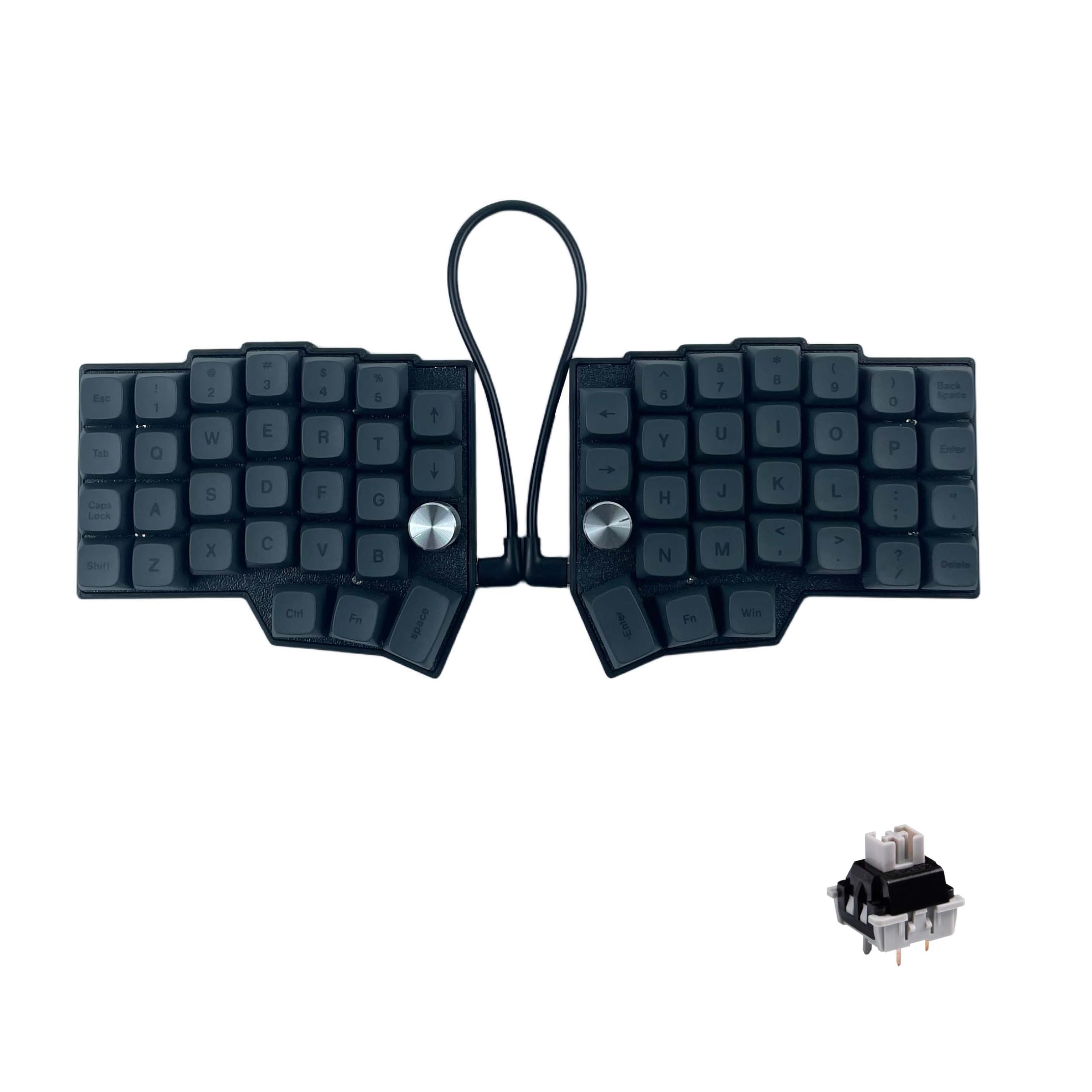 Layout angolare a 46 tasti con manopole, tastiera meccanica ergonomica cablata, 60% Orthol inear Layout, hot-swap, RGB, supporto per rimappatura fiale, interruttori lineari pre-lubrificati