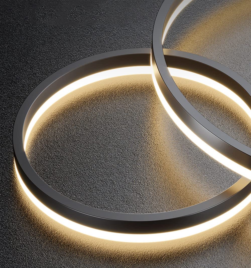 Moderne LED Pendelleuchte, 3-Ringe Kollektion, Black Farbe, Verstellbarer HäNgeleuchter, Moderne Deckenleuchte, mit Fernbedienung Dimmbar, 3000k - 6000k, mit Speicherfunktion, 68w