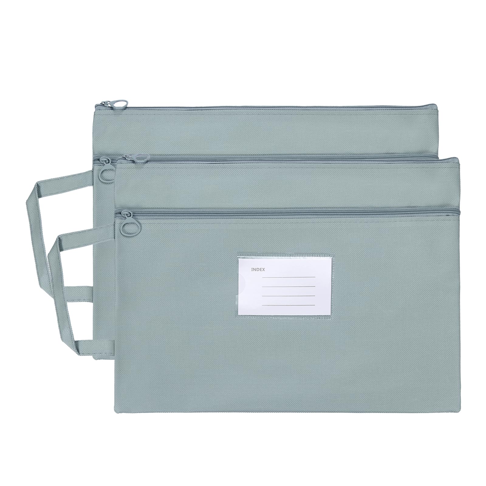 PATIKIL 2 Pcs Mesh Zipper Pouch with Handle, A4 Oxford Fabric Zipper File Pouch Double-Layer Document Bag Storage for Office Travel Puzzles Books Shopping, Grey (33.5cm x 24.5cm) — image 1