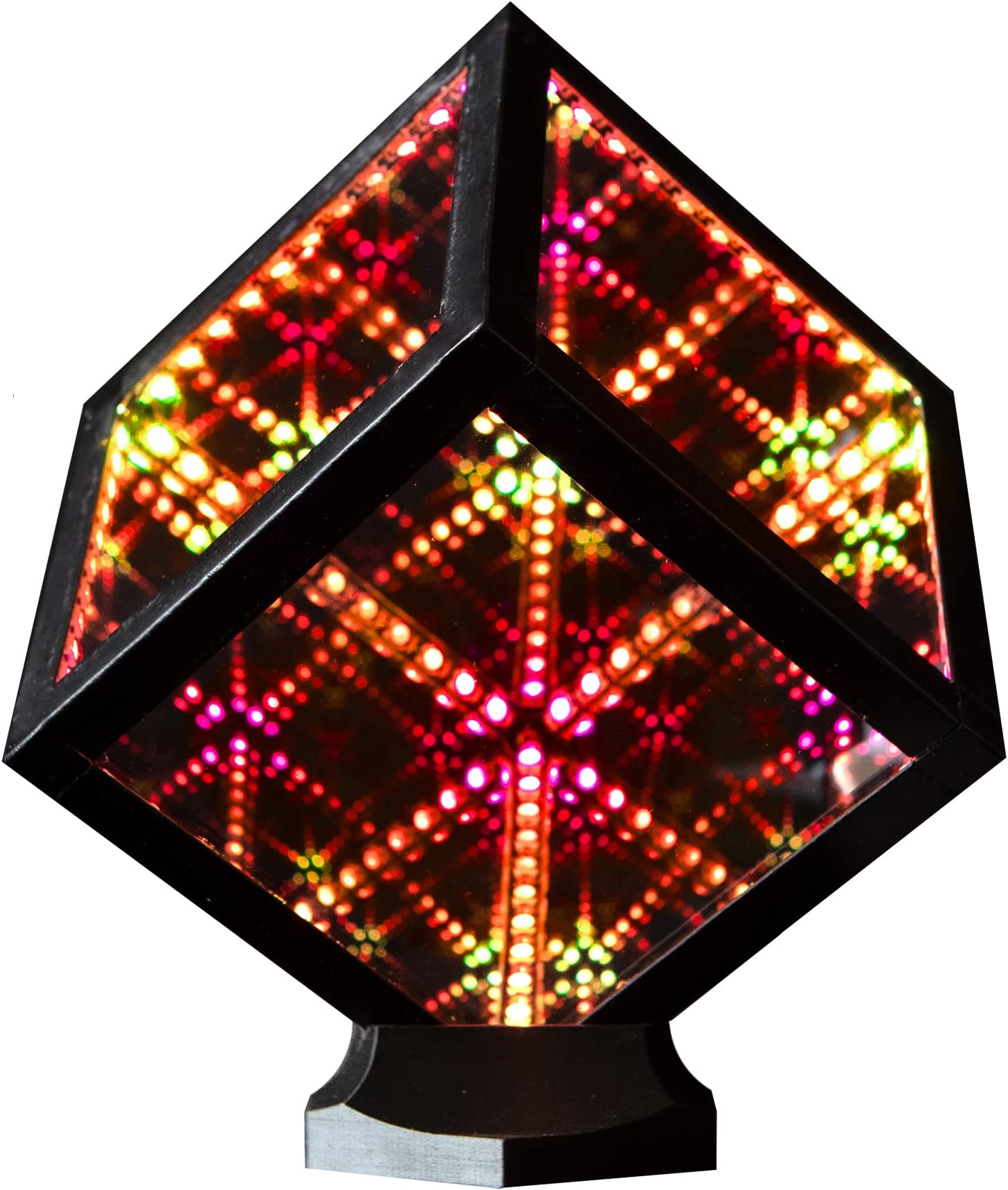 The Hyperspace Lighting Company HyperCube Nano Infinity Cube LED Light with Stand, 5.5 Inch Sound Reactive Portable Desk Lamp, App Enabled RGB, Multicolor Decorative Mirror with Night Light