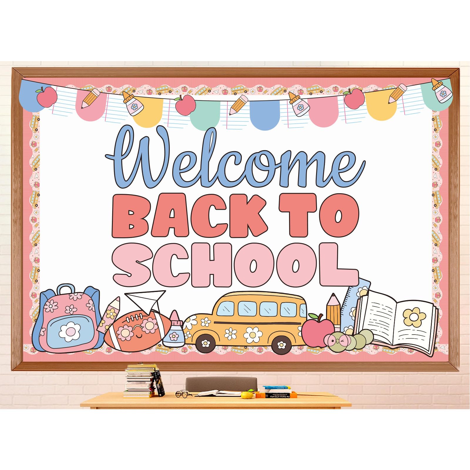 Tenceur Pastel Welcome Back to School Bulletin Board Decor, motyw Schoolbus