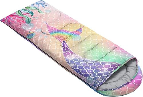 Miniatura 2 de Datura home Saco de dormir para niños y niñas, estampado de luna de cohete, ligero, cálido, portátil, para exteriores, interior, impermeable,