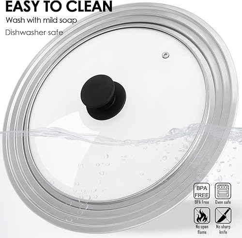 Miniatura 6 de Tapa universal para ollas y sartenes, se adapta a utensilios de cocina de 11, 12 y 13 pulgadas de diámetro, tapas de sartén de acero inoxidable de