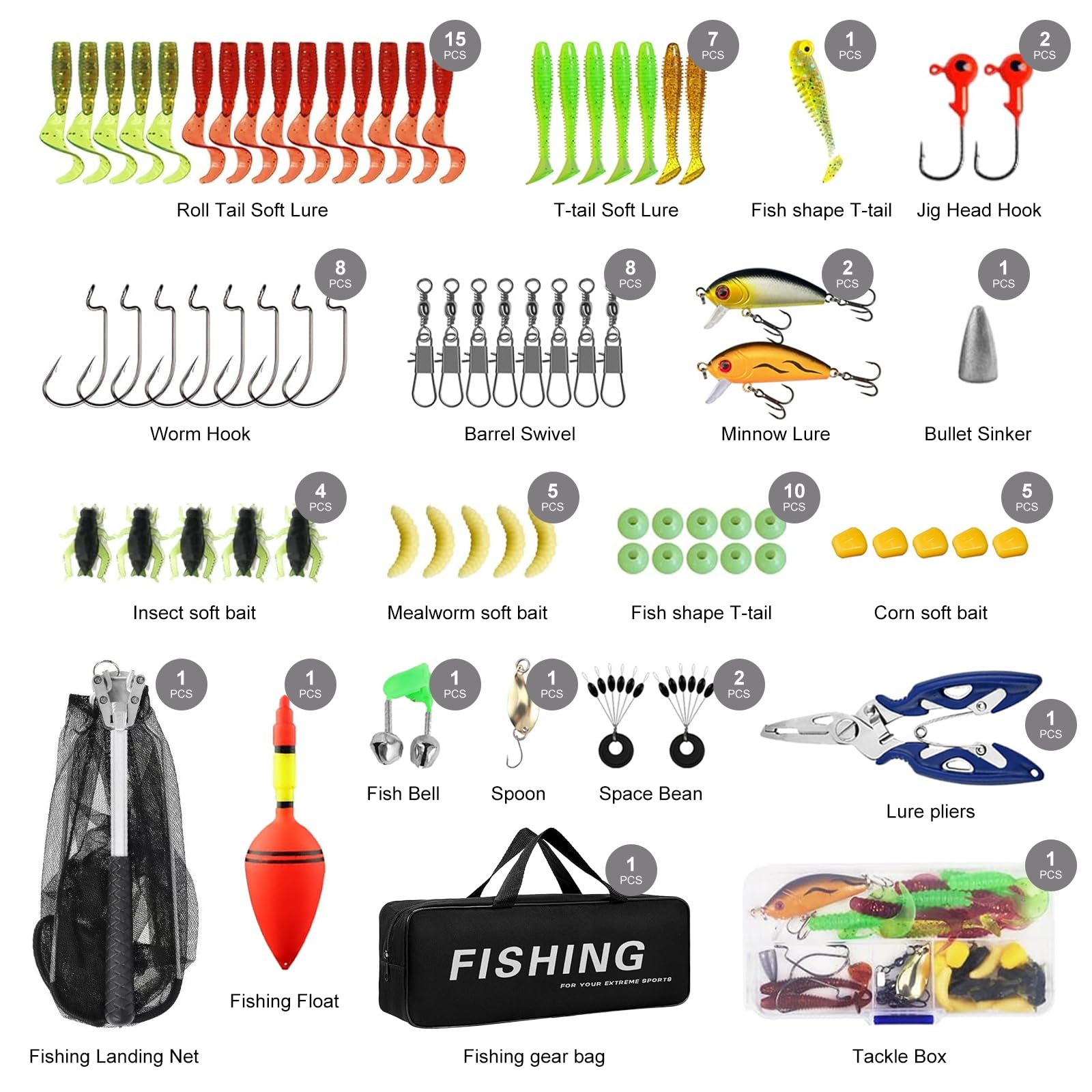 Set di 2 canne da pesca telescopiche per bambini, kit di avviamento con rete da pesca con mulinello combinato per acqua salata e acqua dolce con lenze e borsa per il trasporto, per ragazzi e ragazze