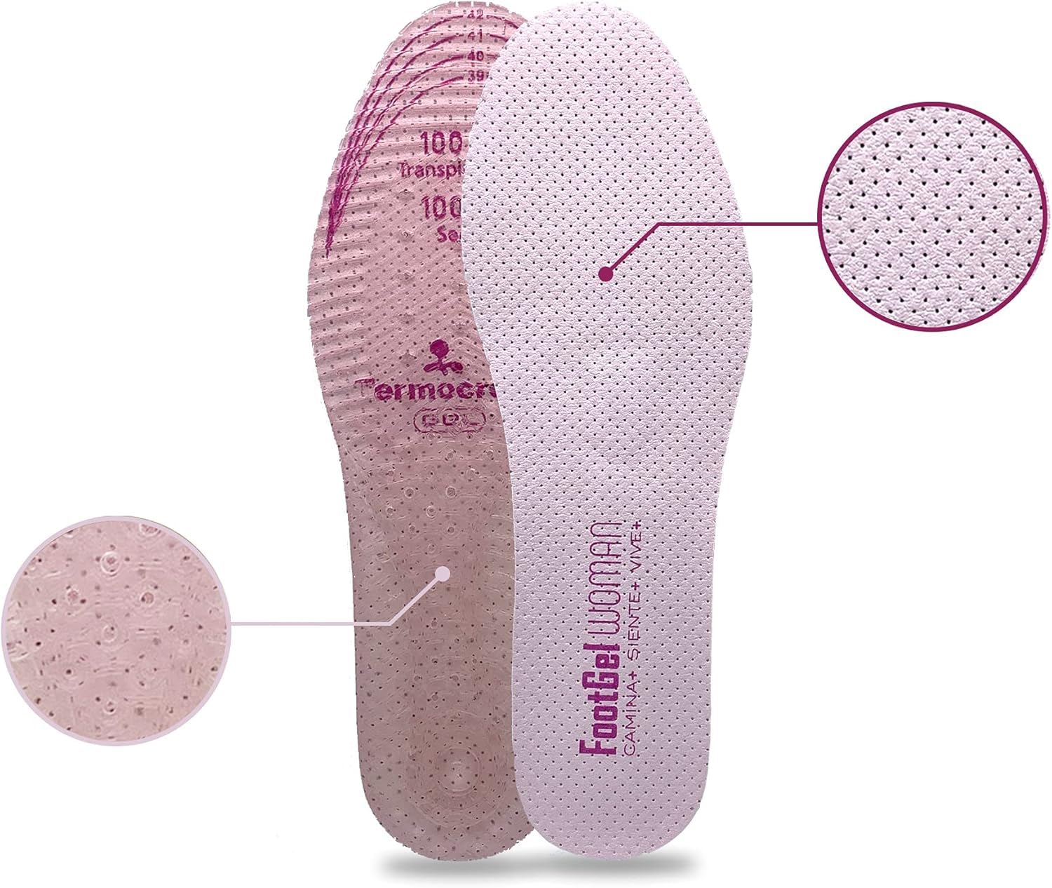 2 Pares Plantillas Gel Mujer Trabajo | Plantillas Mujer Uso Diario Transpirables, Cómodas | Estabilizadoras, Previenen Lesiones, Dolores en Pies, Rodillas y Lumbares | Tallas 35 a 38