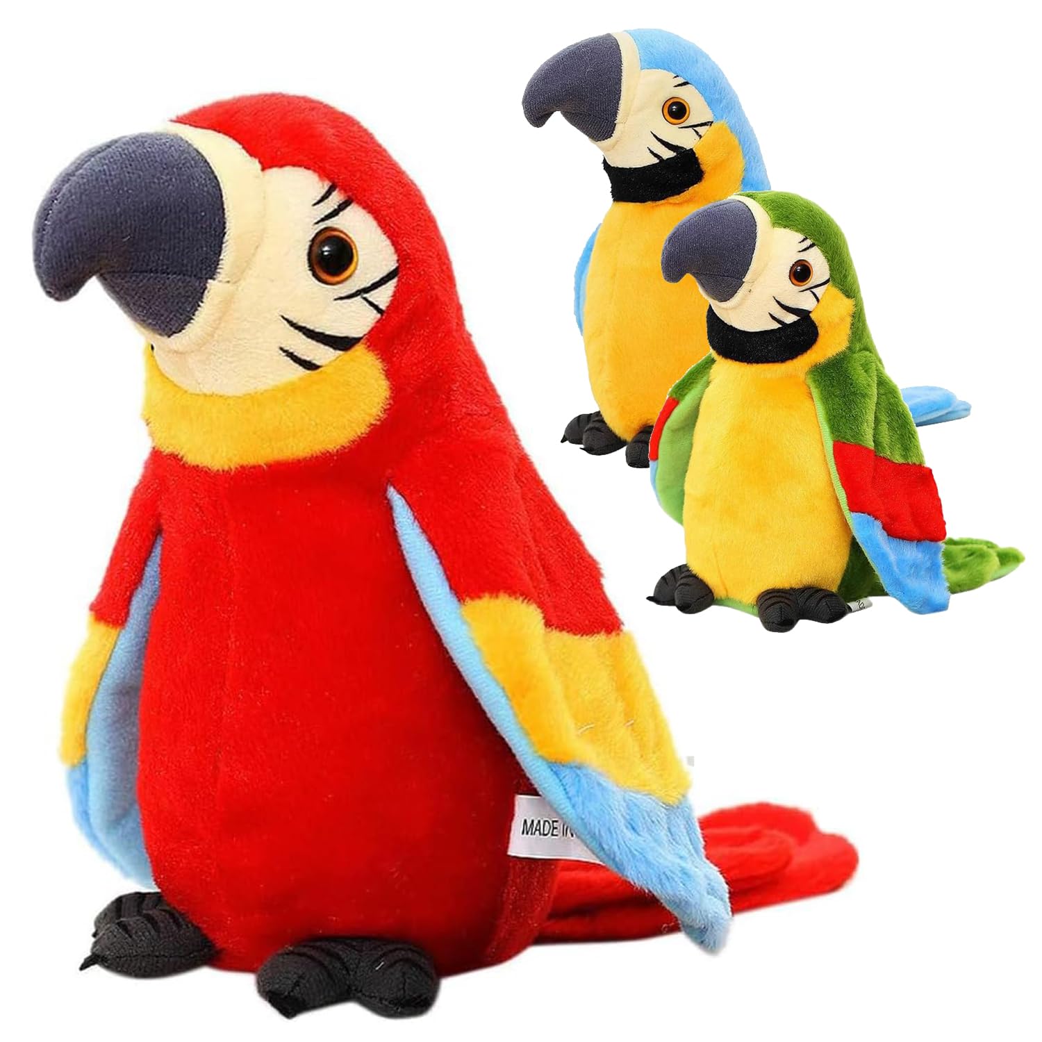 Talking Parrot Toy Interactive Toy Mimicry Pet Speaking Plush Toys Repeat What You Say Waving Wings Electronic Bird Stuffed Animal Interactive Sensory Educational-Toy Birthday Xmas Gift for Kids Baby