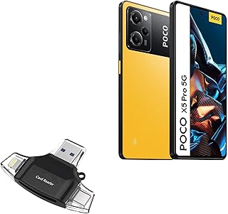BoxWave Smart Gadget Compatible with Xiaomi Poco X5 - AllReader SD Card Reader, microSD Card Reader SD Compact USB - Jet Black