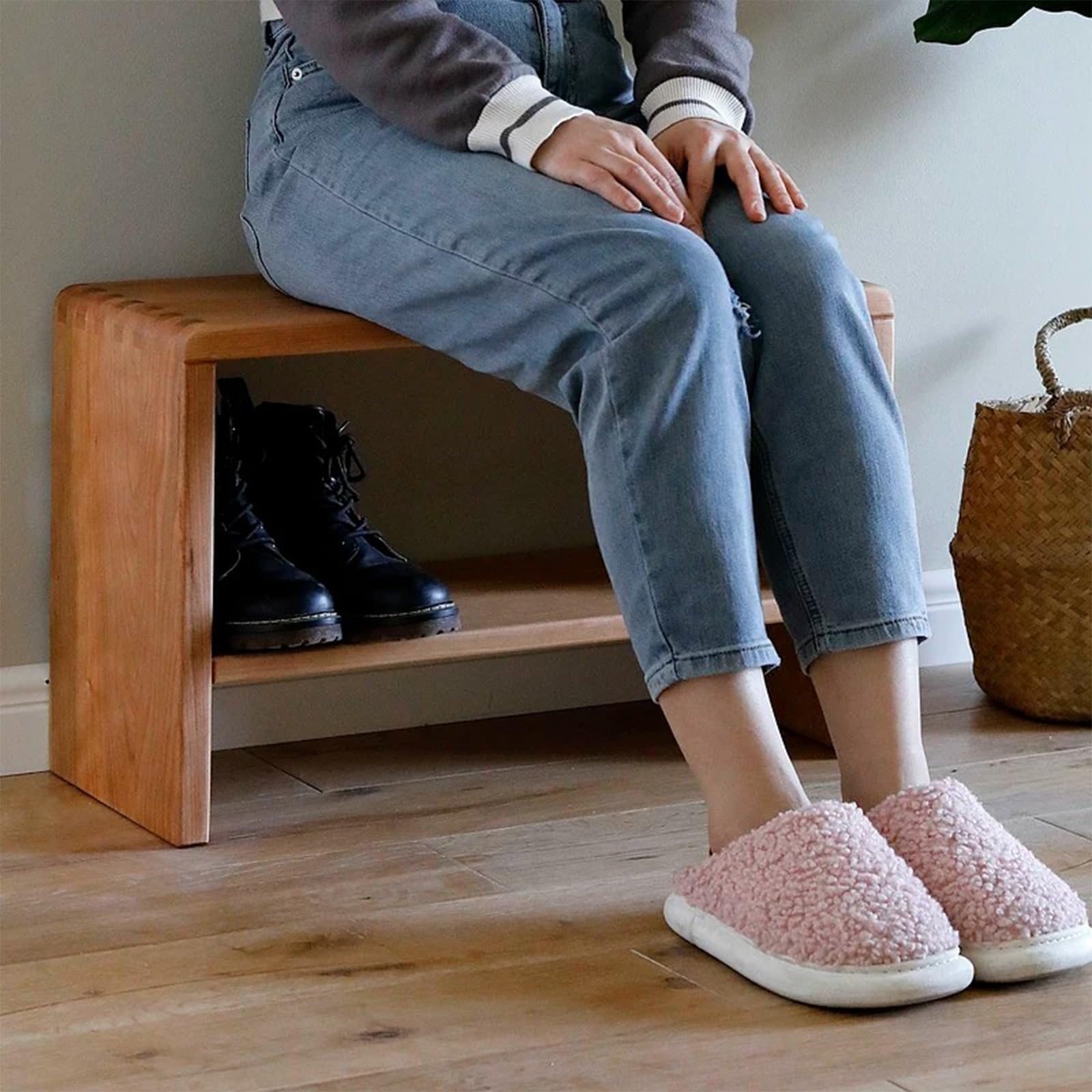 Banc Entree Chaussures en Bois Massif avec Rangement Banc Range Chaussures