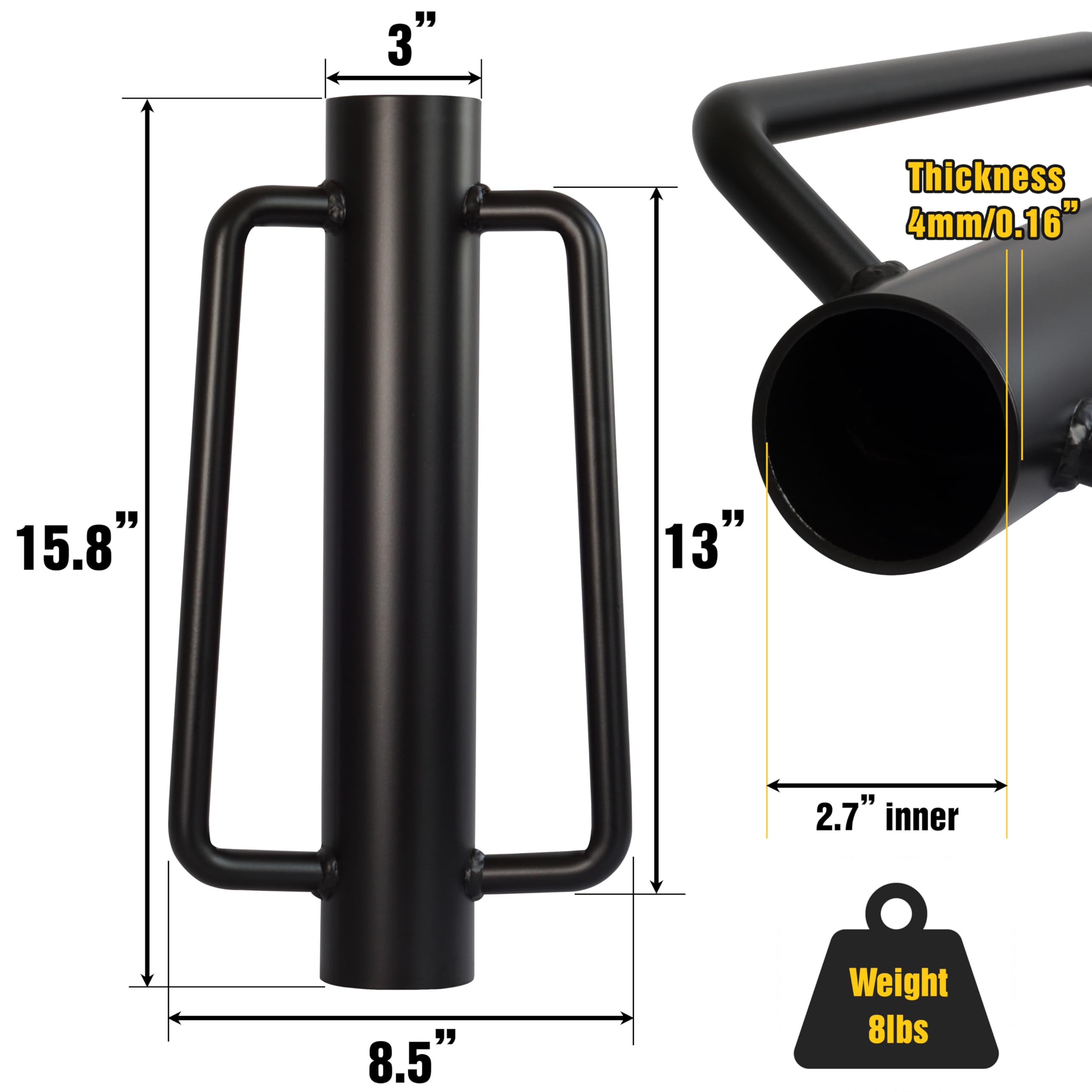 JAOTREL 7-lbs T-Post Driver – Heavy Duty Fence Post Pounder With Handles – 17" Height, 2.9" Inside Diameter – For T-Posts, U-Channel & Metal Posts
