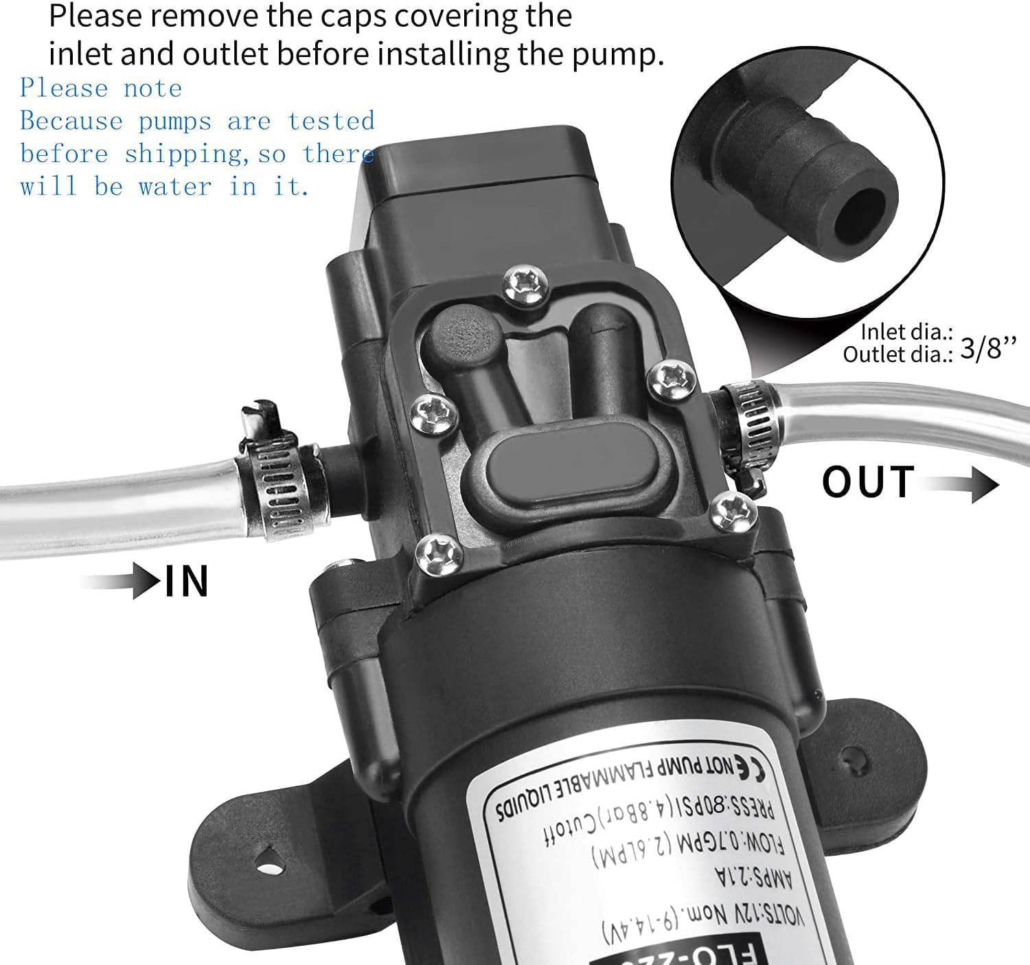 SAILFLO 12V DC Water Pump Diaphragm Pump 12 Volt Self Priming Sprayer Pump with Pressure Switch 80 PSI/1.1 GPM for RV Caravan Camper Boat Marine Lawn