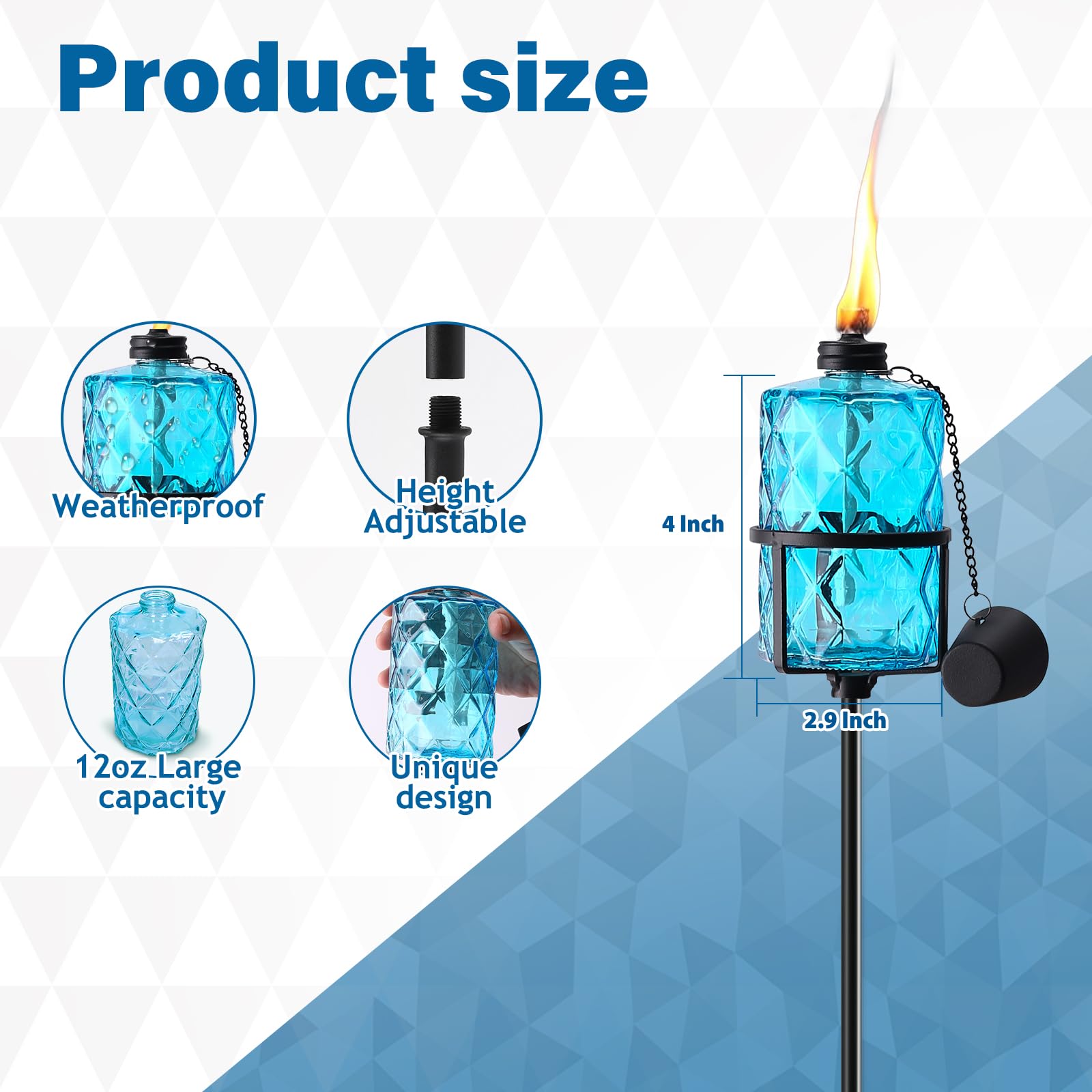 TIKI 65-in Blue Glass Garden Torch In The Garden Torches Department At