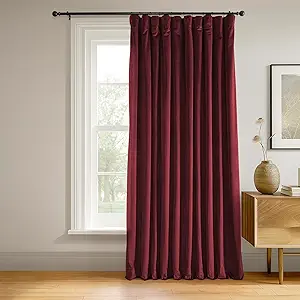 HPD Half Price Drapes Signature Velvet Thermal Blackout Curtains for Living Room 120 Inch Long (1 Panel) Rod Pocket Insulated Blackout Curtains for Bedroom Window Curtains, 100W x 120L, Burgundy