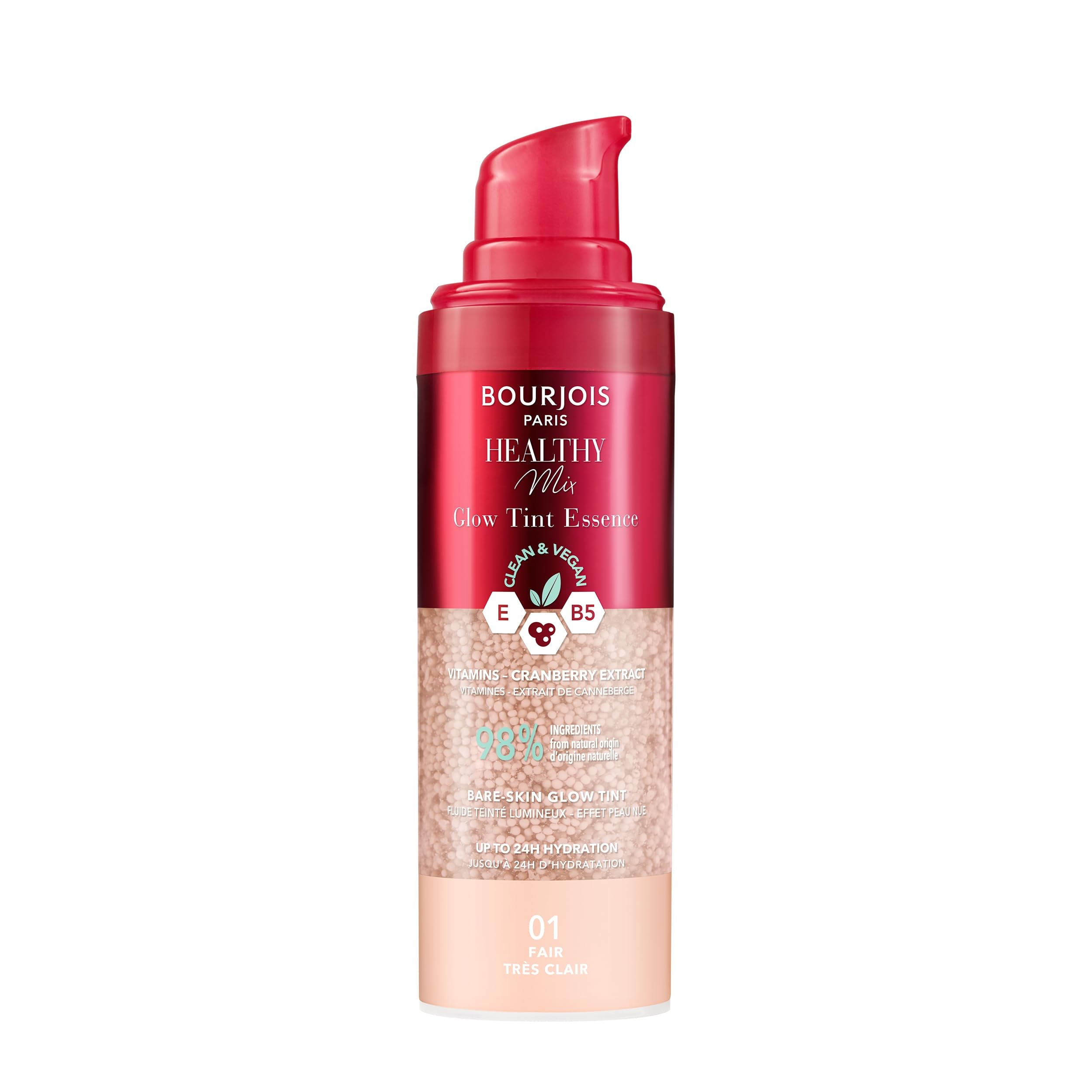 Bourjois Healthy Mix, 01 FAIR TRES CLAIR, Glow Tint Essence, Bare Skin Effect, Radiant Finish
