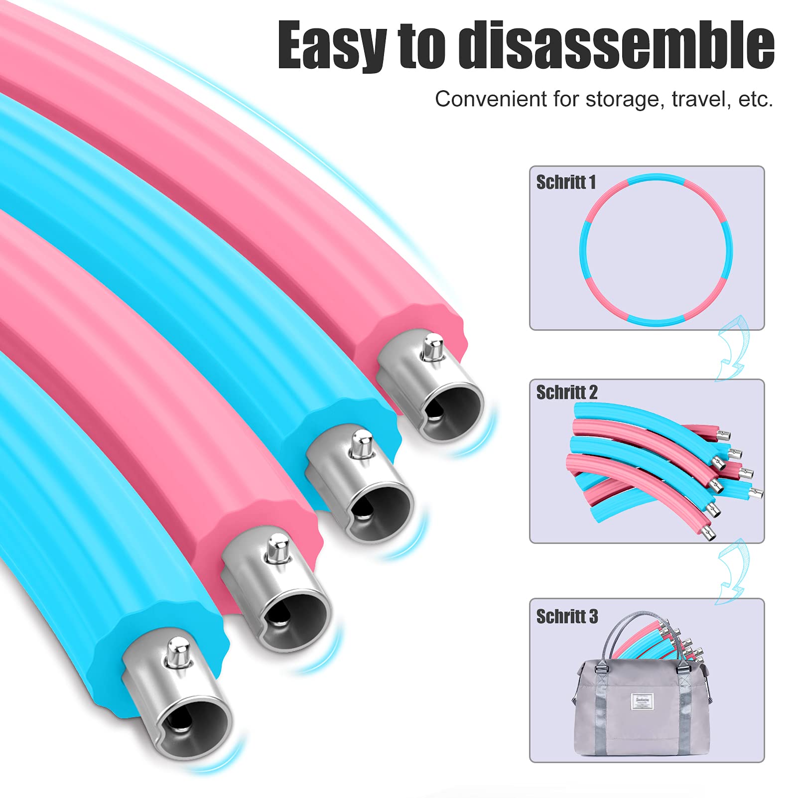 Hula Hoop Reifen, Hula Hoop Reifen Erwachsene für Fitness, 1,8 kg-3,5 kg Gewichtsverstellbarer, Rein Hoop für Erwachsene & Kinder zur Gewichtsabnahme und Massage (Grunes Rosa)