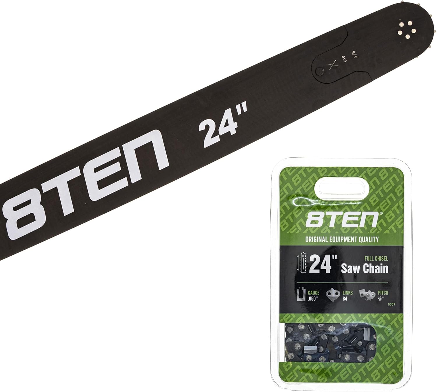 8TEN 24" Chainsaw Guide Bar & Chain .050 3/8 84DL for Stihl 066 044 064 Homelite Solo 30030004030 33RSF84E