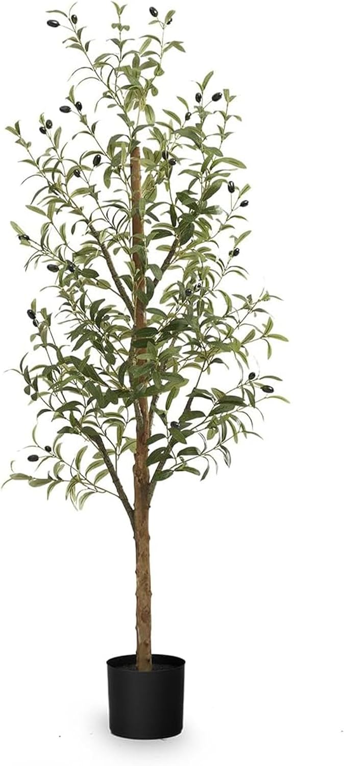 Maia Shop 5ft Artificial Olive Tree Plant for House, Apartment or Office – Realistic Fake Indoor Plants for Living Room, Kitchen, Bedroom, Entryway or Bathroom – Faux Greenery for Home Décor