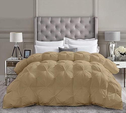 Miniatura 1 de Lujoso edredón plisado de 1 pieza con 4 pestañas en las esquinas, 17.64 ozm, estilo pintuck, 100 % algodón orgánico, lavable a máquina (marrón,