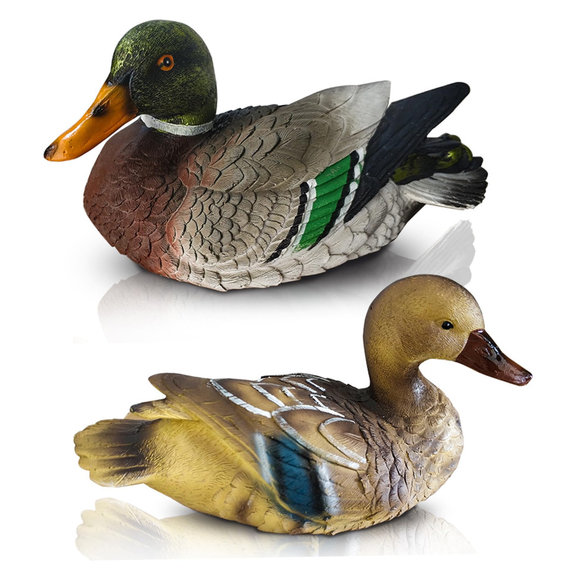 Vervevum 2Pcs Duck Figurine Realistic Mandarin Floating Ducks for Pond Colorful & Weather Resistant Resin Decor for Garden, Yard, Lawn, Patio, Duck Statue