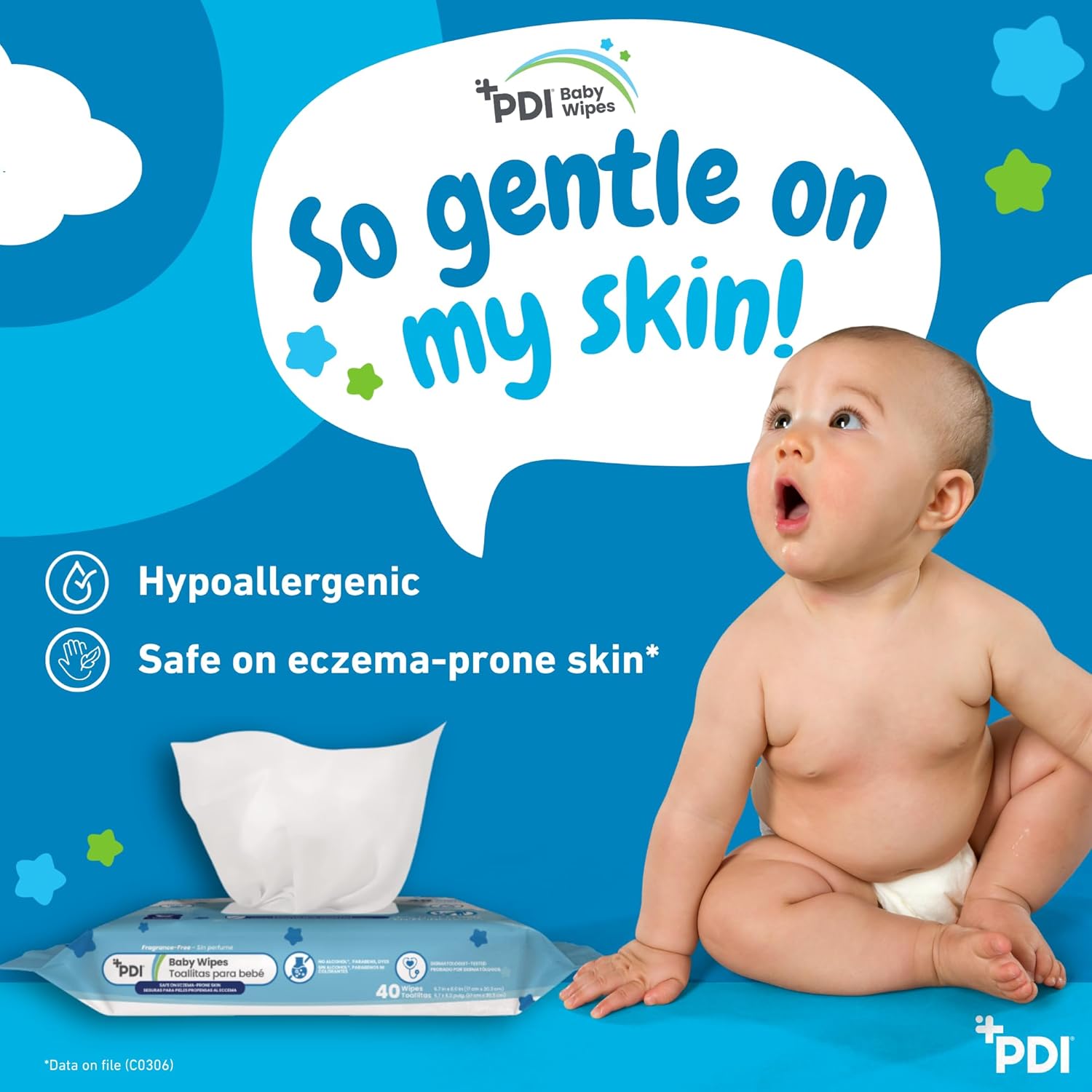 PDI Baby Wipes, Hypoallergenic, Eczema Safe, Fragrance Free, Plant-Based Wipes, 1-Pack, 40 Wipes per Pack, 8.0 x 6.7 in - Image 4