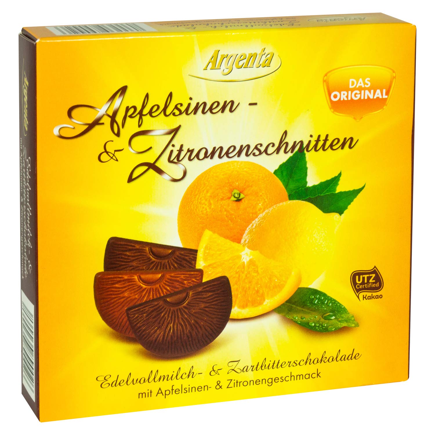 15x Argenta Apfelsinen- & Zitronenschnitten – Fruchtige Süßigkeit in Zartbitter- & Vollmilch-Schokolade – Gefüllte Schokoschnitten mit UTZ-zertifiziertem Kakao
