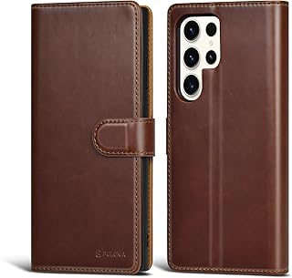 Compatible with for Samsung S25 Ultra Leather Flip Cover Detachable Leather Wallet Case Compatiable for Samsung S25 Ultra (Brown)