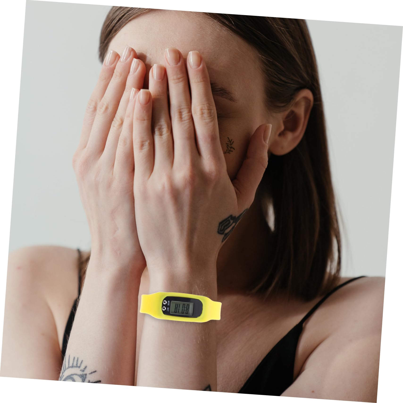 Reloj Podómetro de Silicona Amarillo, Pulsera Contadora de Pasos
