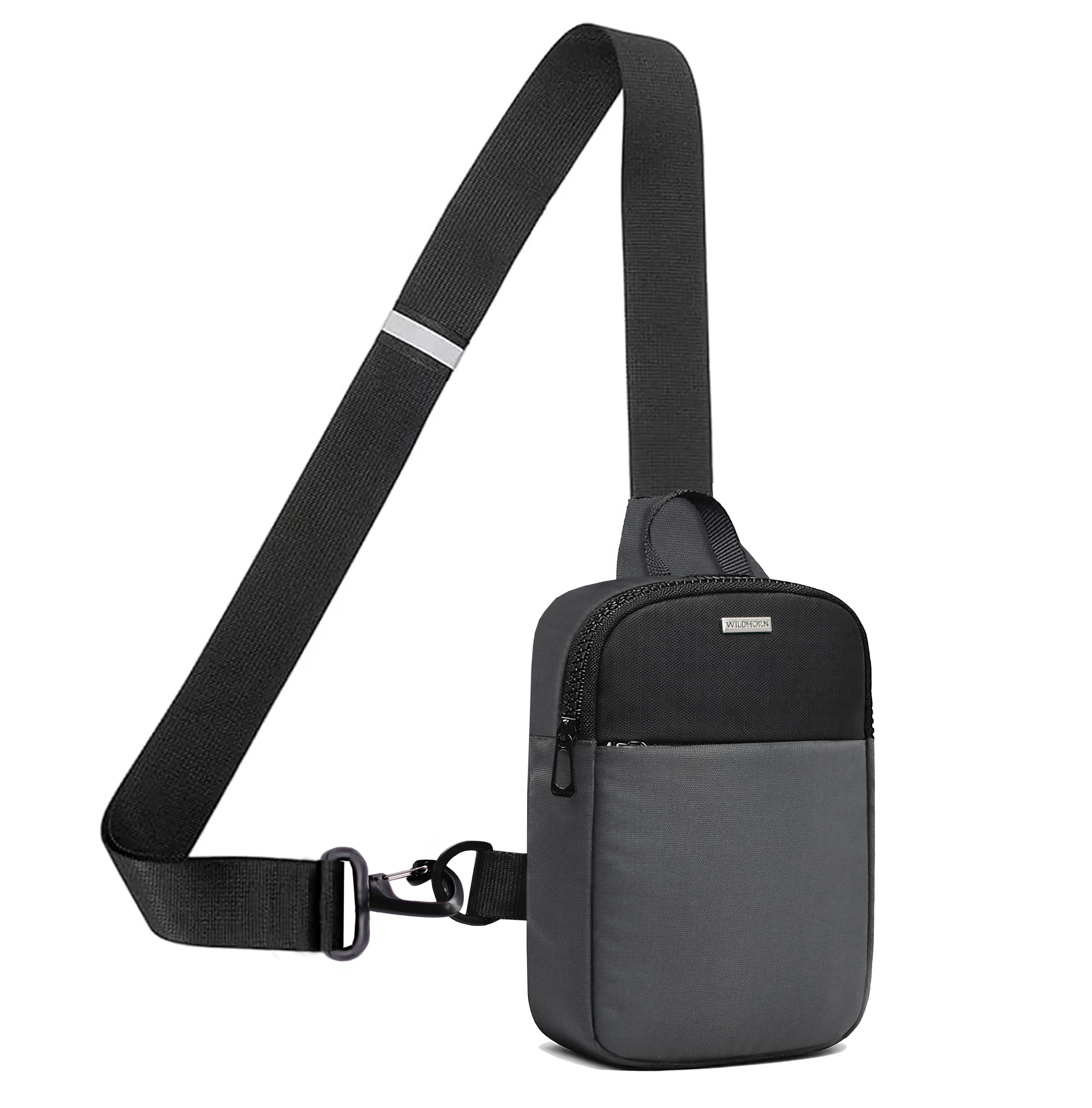 wildhorn Mini Sling Bag for Men & Women | Anti-Theft Crossbody Sling Bag | Small Chest Bag & Fanny Pack for Travel, Running, Hiking & Sports (Black & Dark Grey)-picture-22