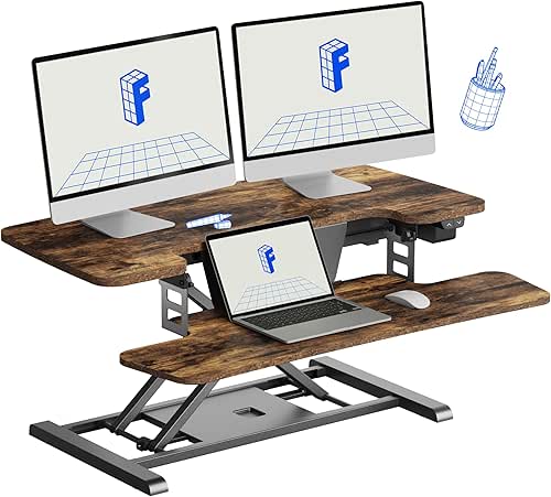 FLEXISPOT 35" Electric Standing Desk Converter, Height Adjustable Motorized Desk