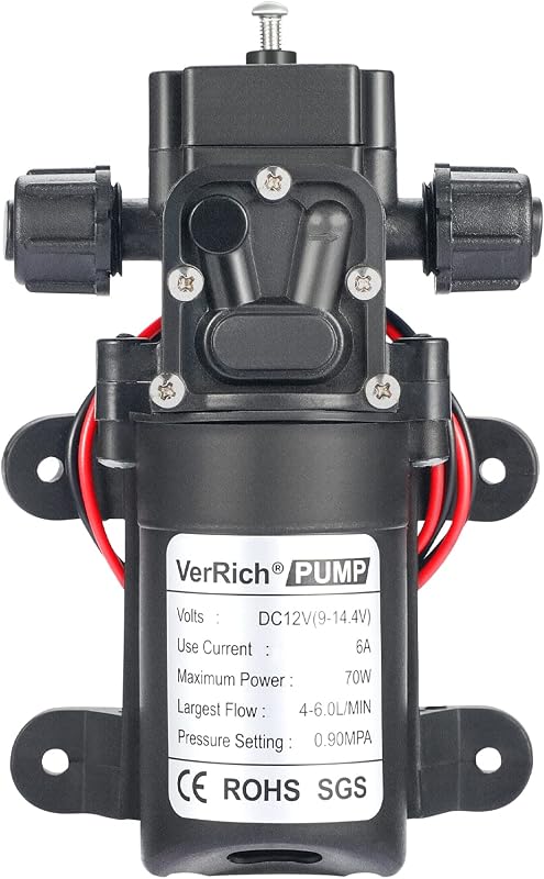 VerRich 12V Membránpumpa 70W Önszivattyúzó Vízpumpa 6L/min